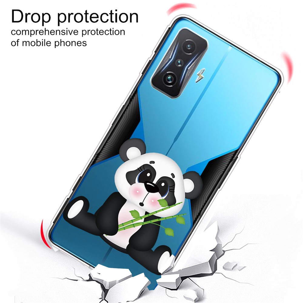 For Xiaomi Poco F4 GT / Redmi K50 Gaming Pattern Printing Phone Case IMD Flexible TPU Shockproof Protective Cover - Panda with Bamboo-3