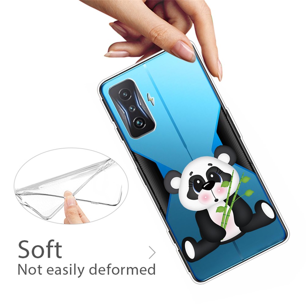 For Xiaomi Poco F4 GT / Redmi K50 Gaming Pattern Printing Phone Case IMD Flexible TPU Shockproof Protective Cover - Panda with Bamboo-4