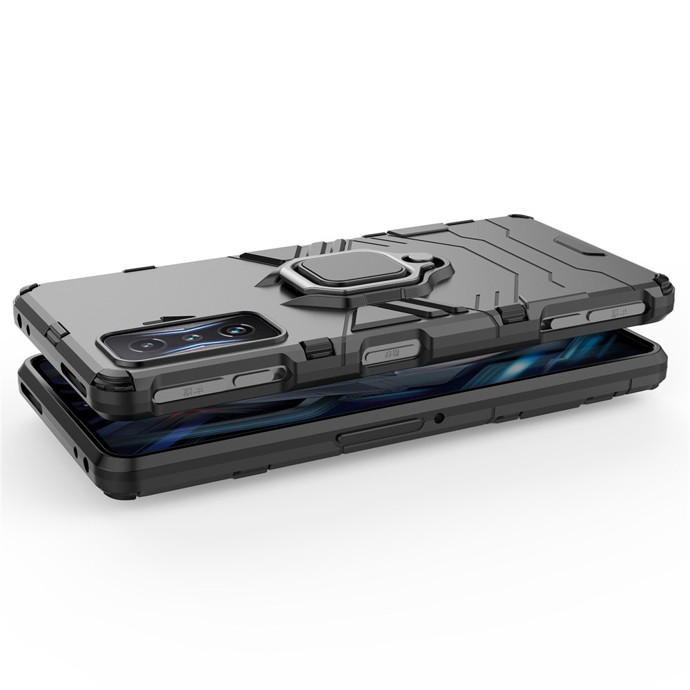 For Xiaomi Redmi K50 Gaming Ring Holder Kickstand Shockproof Hard PC + Soft TPU Hybrid Phone Case - Black-4