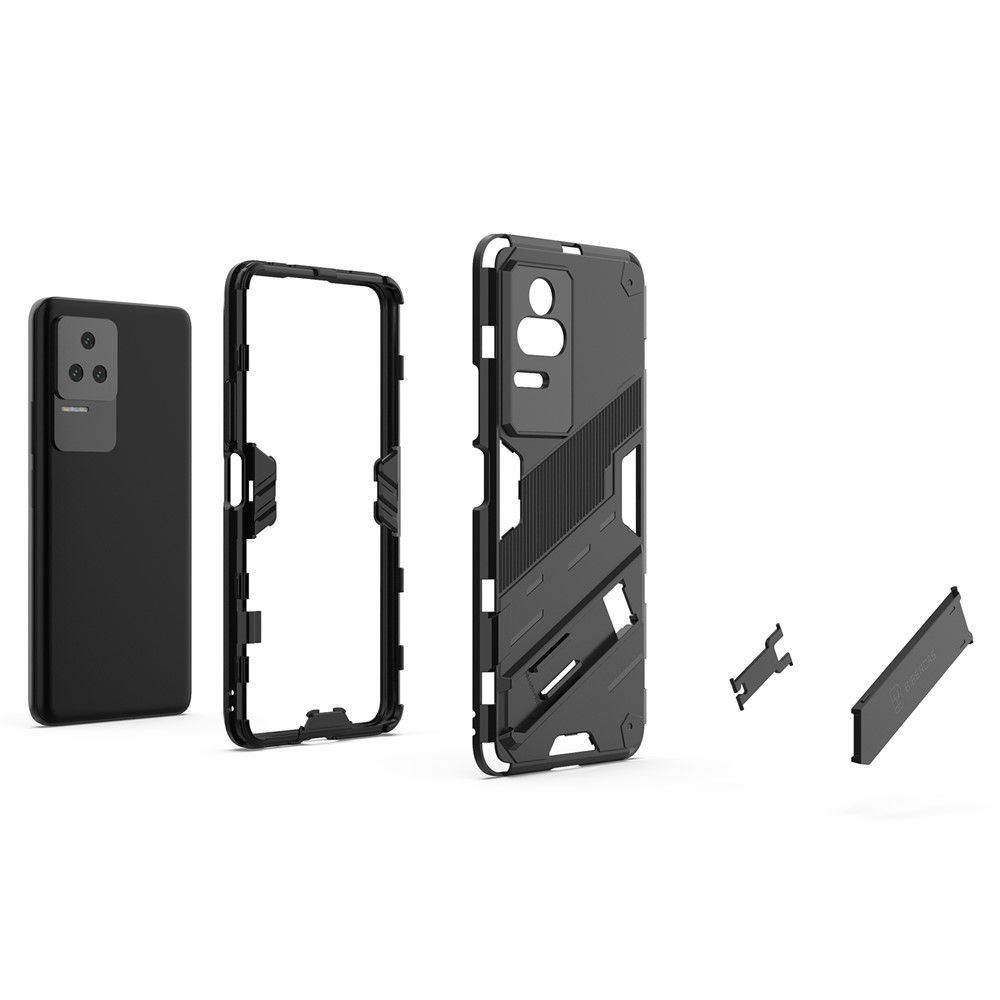 For Xiaomi Redmi K50 Hidden Kickstand Design Hard PC + Soft TPU Hybrid Phone Case Shell - Black-5