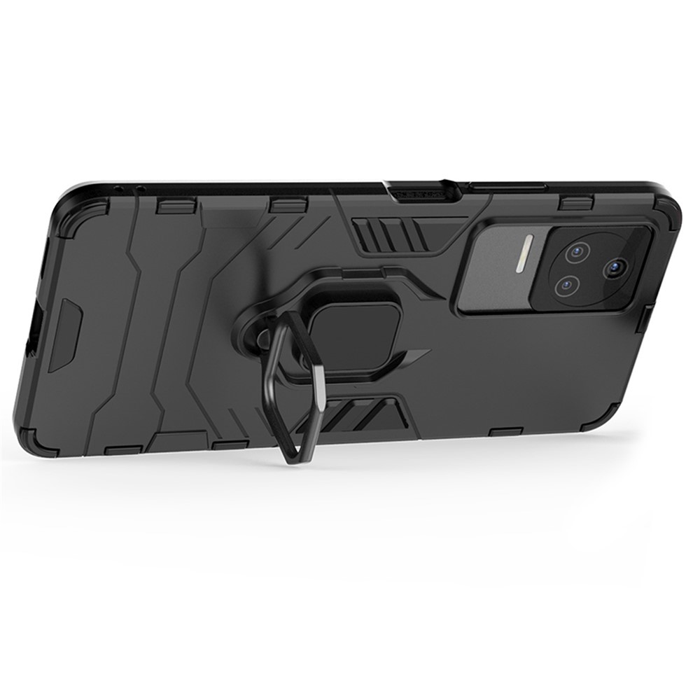 For Xiaomi Redmi K50 Scratch-resistant Hard PC + Soft TPU Hybrid Cover Ring Kickstand Phone Case - Black-3