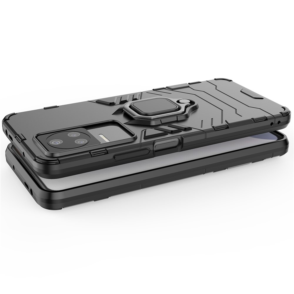 For Xiaomi Redmi K50 Scratch-resistant Hard PC + Soft TPU Hybrid Cover Ring Kickstand Phone Case - Black-4
