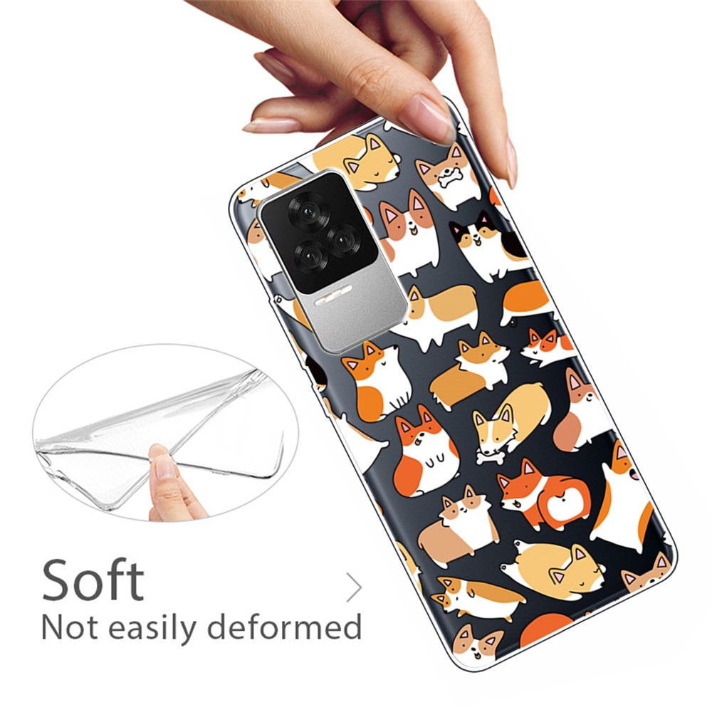 For Xiaomi Redmi K50 Transparent Based IMD Patterned Flexible TPU Mobile Phone Cover Case Accessory - Corgi Stickers-3
