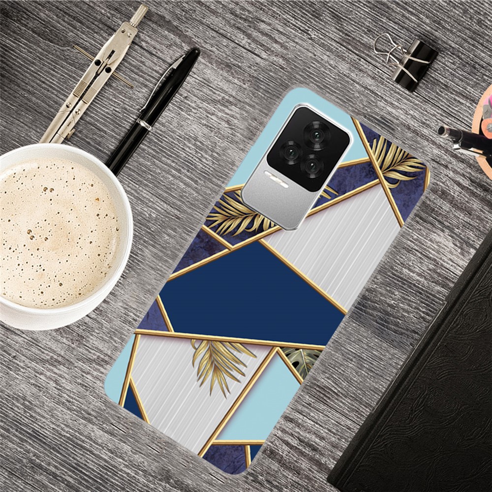 For Xiaomi Redmi K50 Series A Marble Pattern Printing Phone Scratch Resistant TPU Case Back Protector Cellphone Cover - Style A-2