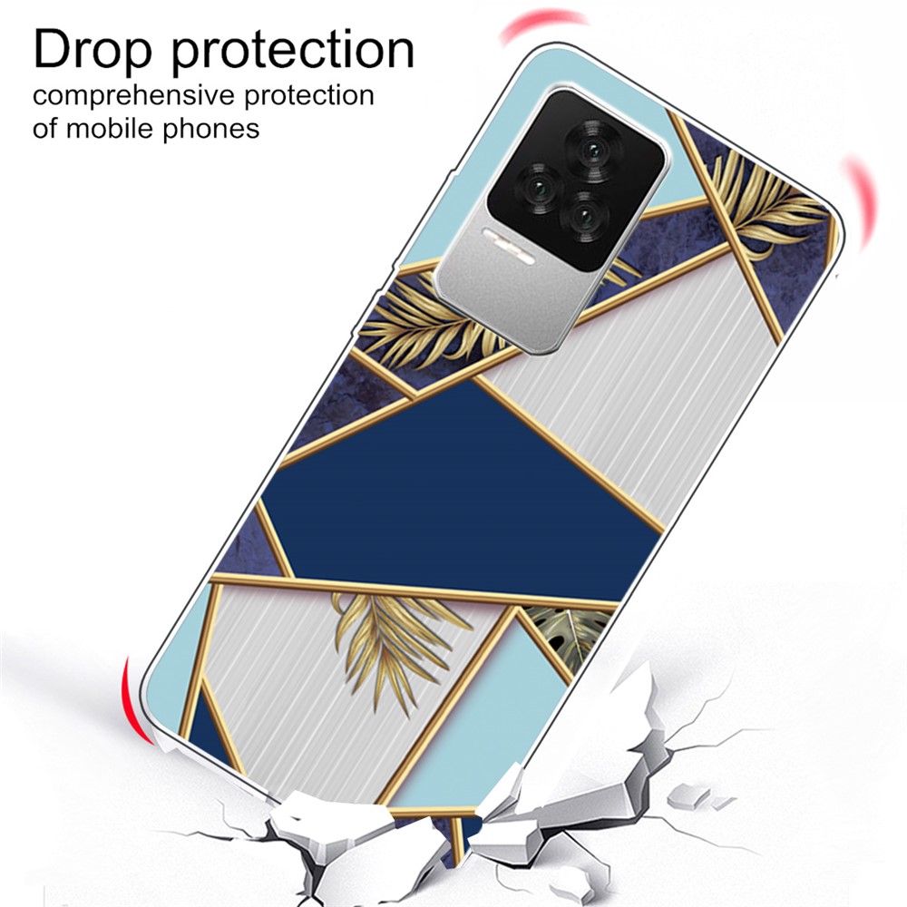 For Xiaomi Redmi K50 Series A Marble Pattern Printing Phone Scratch Resistant TPU Case Back Protector Cellphone Cover - Style A-3