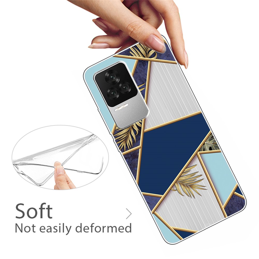 For Xiaomi Redmi K50 Series A Marble Pattern Printing Phone Scratch Resistant TPU Case Back Protector Cellphone Cover - Style A-4