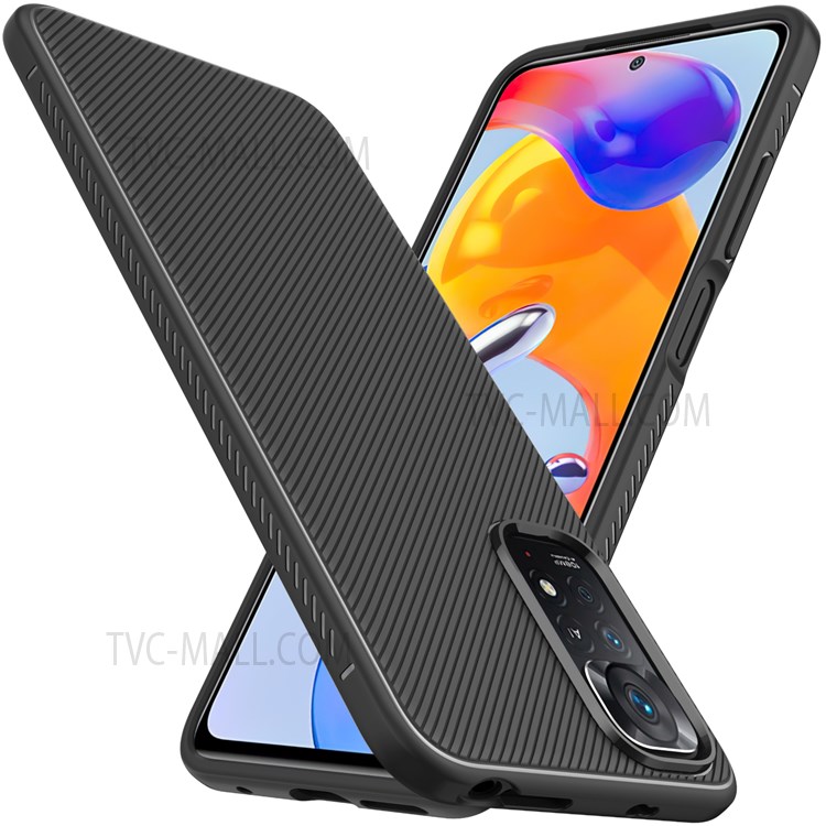 For Xiaomi Redmi Note 11 Pro 5G (Qualcomm)/Note 11 Pro 4G (MediaTek) Jazz Series Twill Texture Anti-scratch Phone Case TPU Cover - Black-2