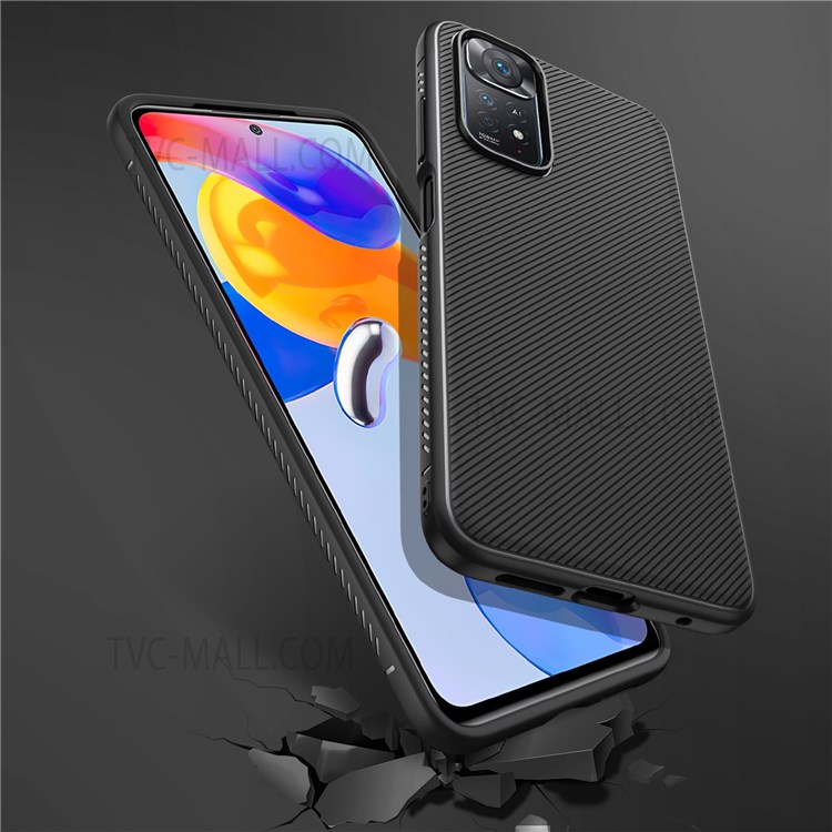 For Xiaomi Redmi Note 11 Pro 5G (Qualcomm)/Note 11 Pro 4G (MediaTek) Jazz Series Twill Texture Anti-scratch Phone Case TPU Cover - Black-6