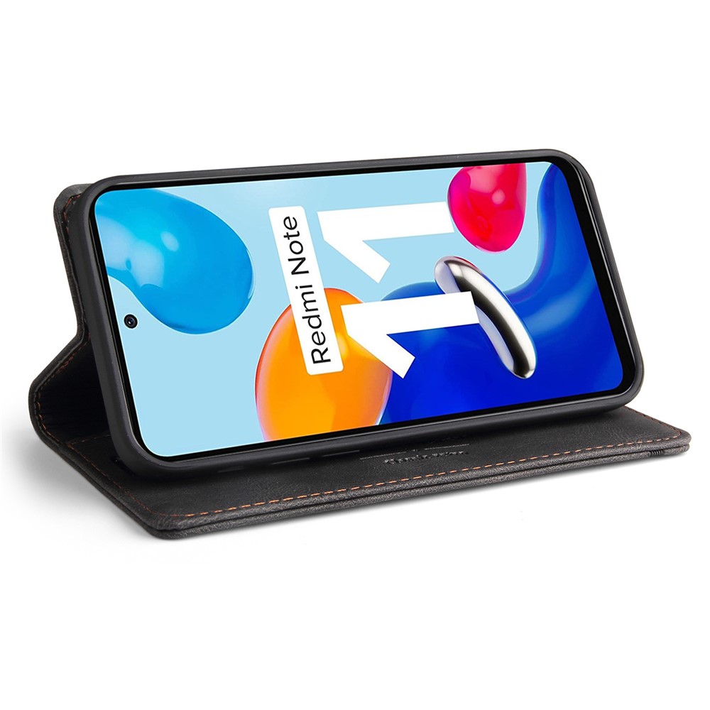 GQ.UTROBE 008 Series Skin-Touch Feeling Leather Case for Xiaomi Redmi Note 11 4G (Qualcomm), RFID Blocking Protection Flip Stand Wallet Phone Cover - Black-5