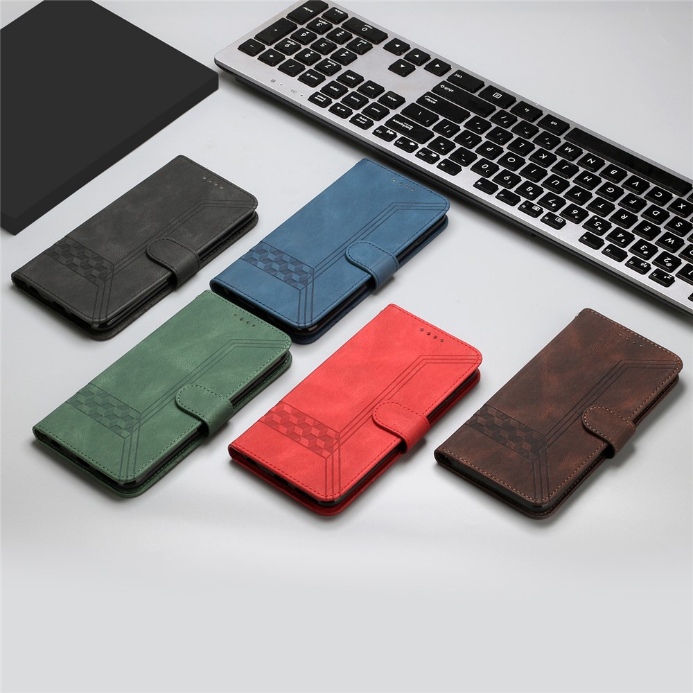 YX0010 Series Flip Wallet Case for Xiaomi Redmi Note 11 Pro 4G (MediaTek) / Redmi Note 11 Pro 5G (Qualcomm), PU Leather Imprinted Rhombus and Lines Viewing Stand Cover with Strap - Black-13