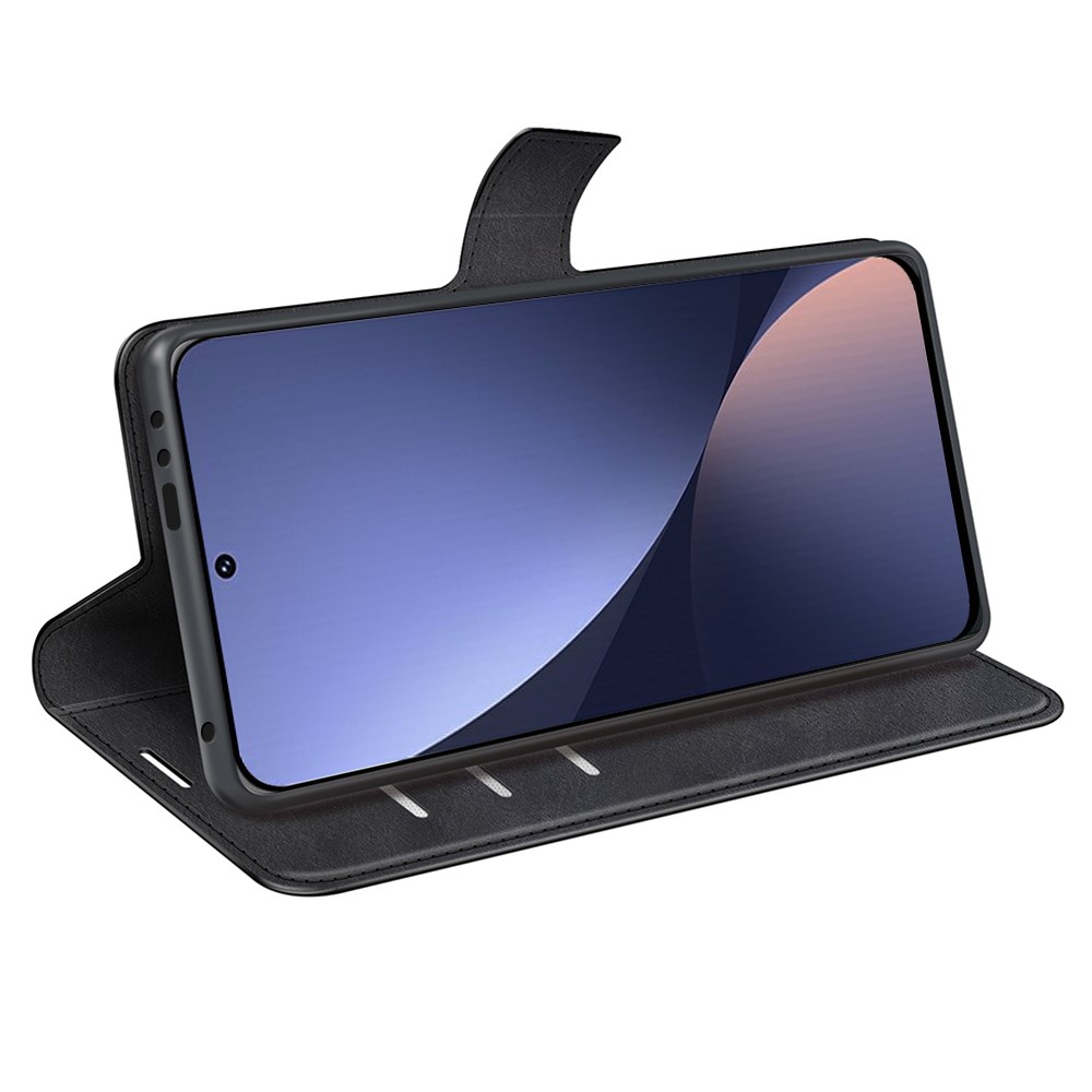 For Xiaomi Redmi K50 Pro Textured PU Leather Wallet Phone Case Anti-fall Shockproof Adjustable Stand Cover - Black-4