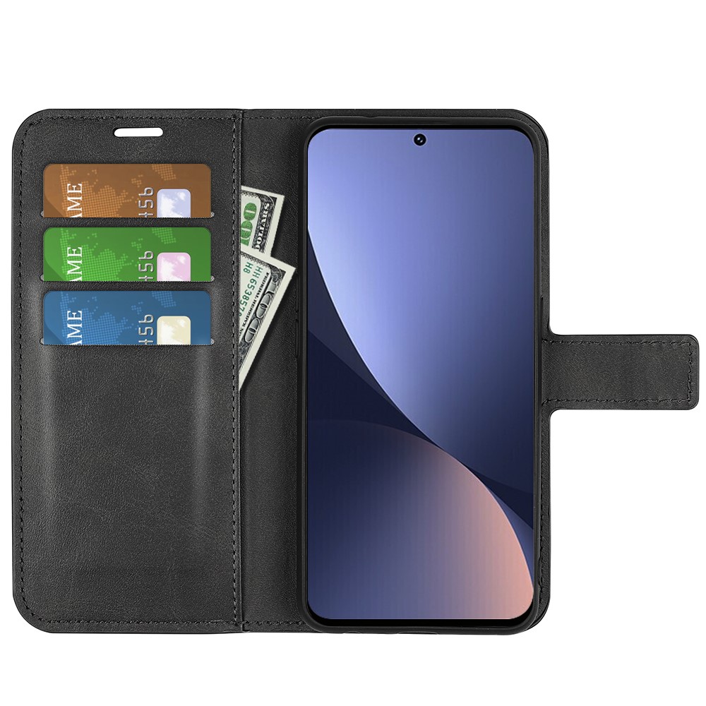 For Xiaomi Redmi K50 Pro Textured PU Leather Wallet Phone Case Anti-fall Shockproof Adjustable Stand Cover - Black-5