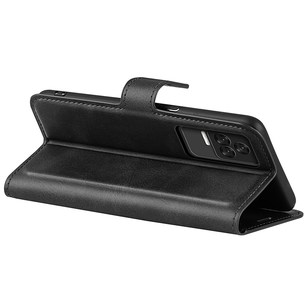 For Xiaomi Redmi K50 Pro Textured PU Leather Wallet Phone Case Anti-fall Shockproof Adjustable Stand Cover - Black-6