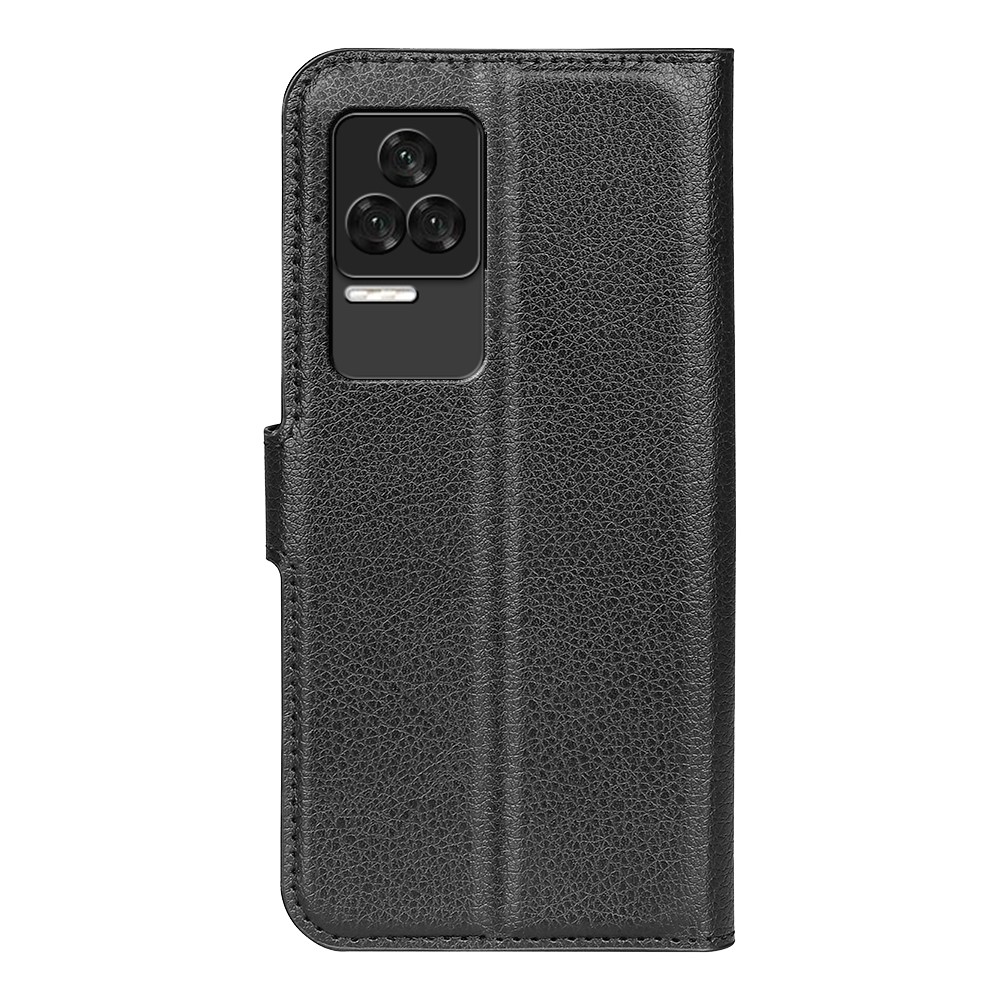 Litchi Texture Protective Case for Xiaomi Redmi K50 Pro, Anti-fall Wallet Stand PU Leather Cell Phone Cover - Black-3