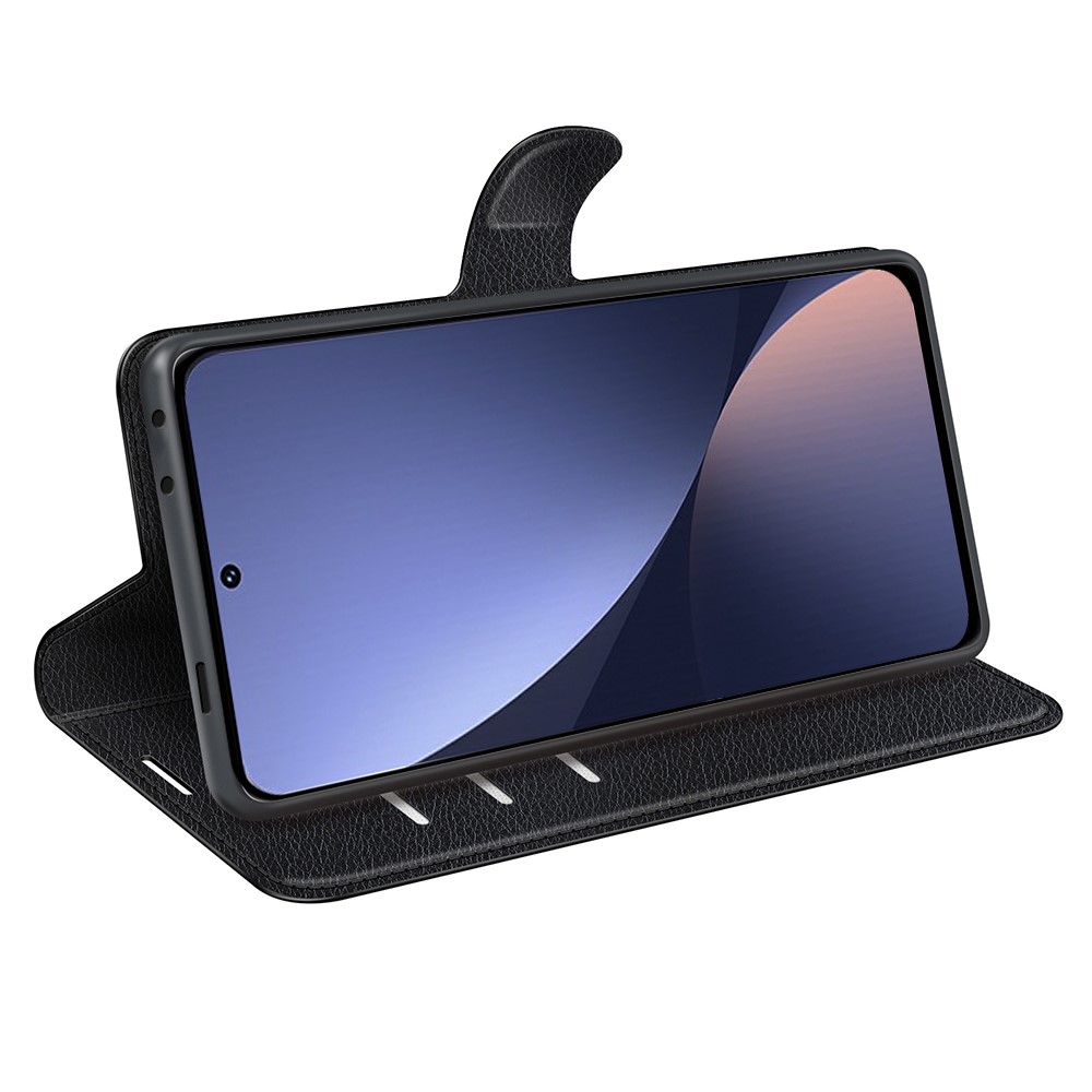 Litchi Texture Protective Case for Xiaomi Redmi K50 Pro, Anti-fall Wallet Stand PU Leather Cell Phone Cover - Black-4