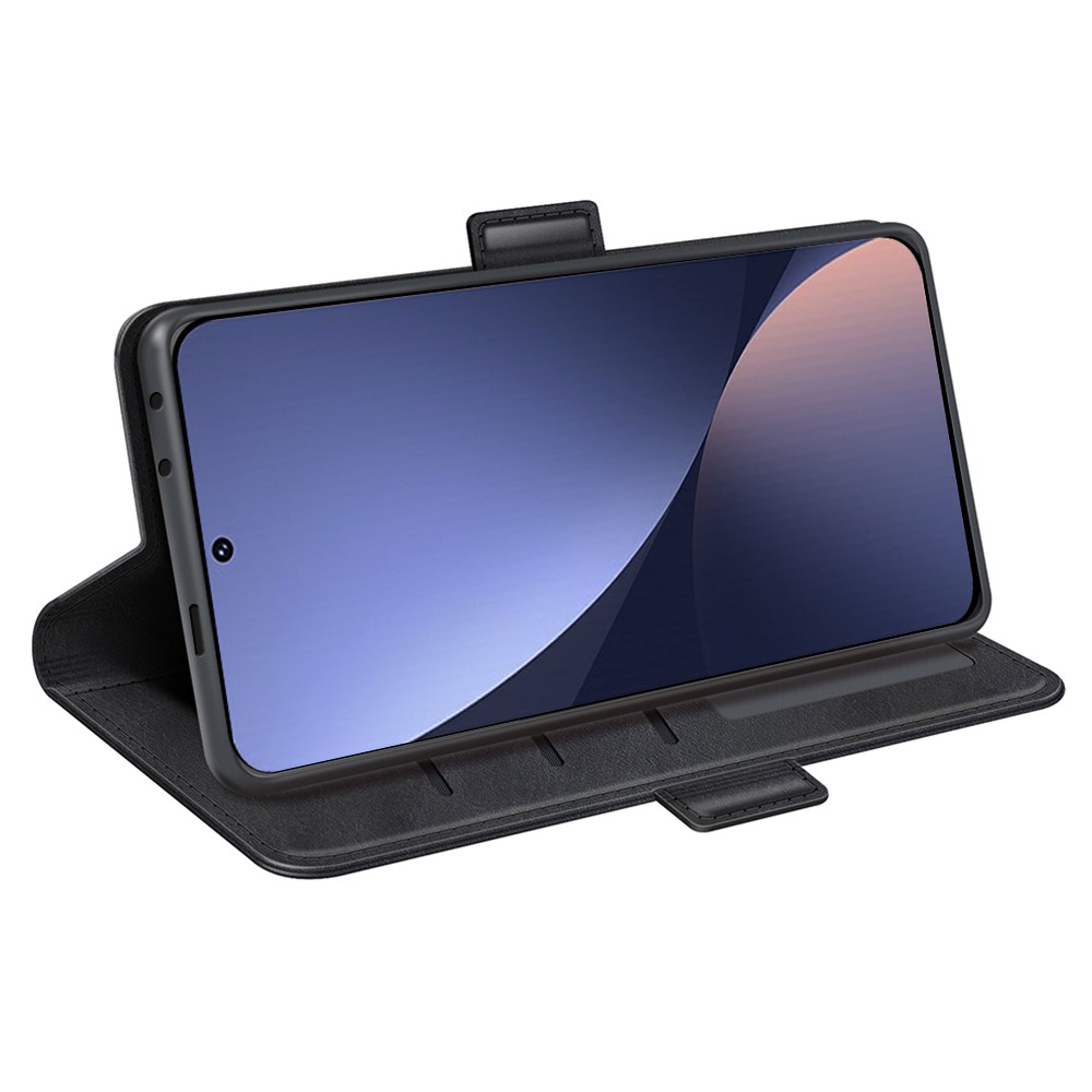 For Xiaomi Redmi K50 Pro Magnetic Shockproof Textured PU Leather Phone Case Adjustable Stand Wallet Cell Phone Shell - Black-4