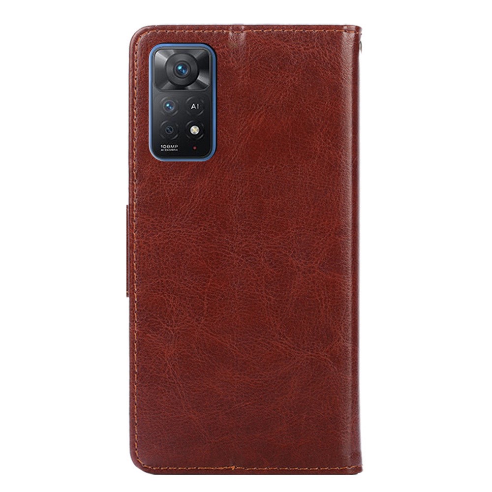 For Xiaomi Redmi Note 11 Pro 4G (MediaTek)/Note 11 Pro 5G (Qualcomm) Well-protected Phone Cover Case PU Leather Wallet Stand Shell - Brown-3