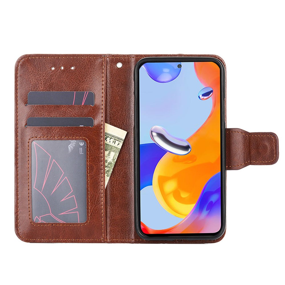 For Xiaomi Redmi Note 11 Pro 4G (MediaTek)/Note 11 Pro 5G (Qualcomm) Well-protected Phone Cover Case PU Leather Wallet Stand Shell - Brown-4
