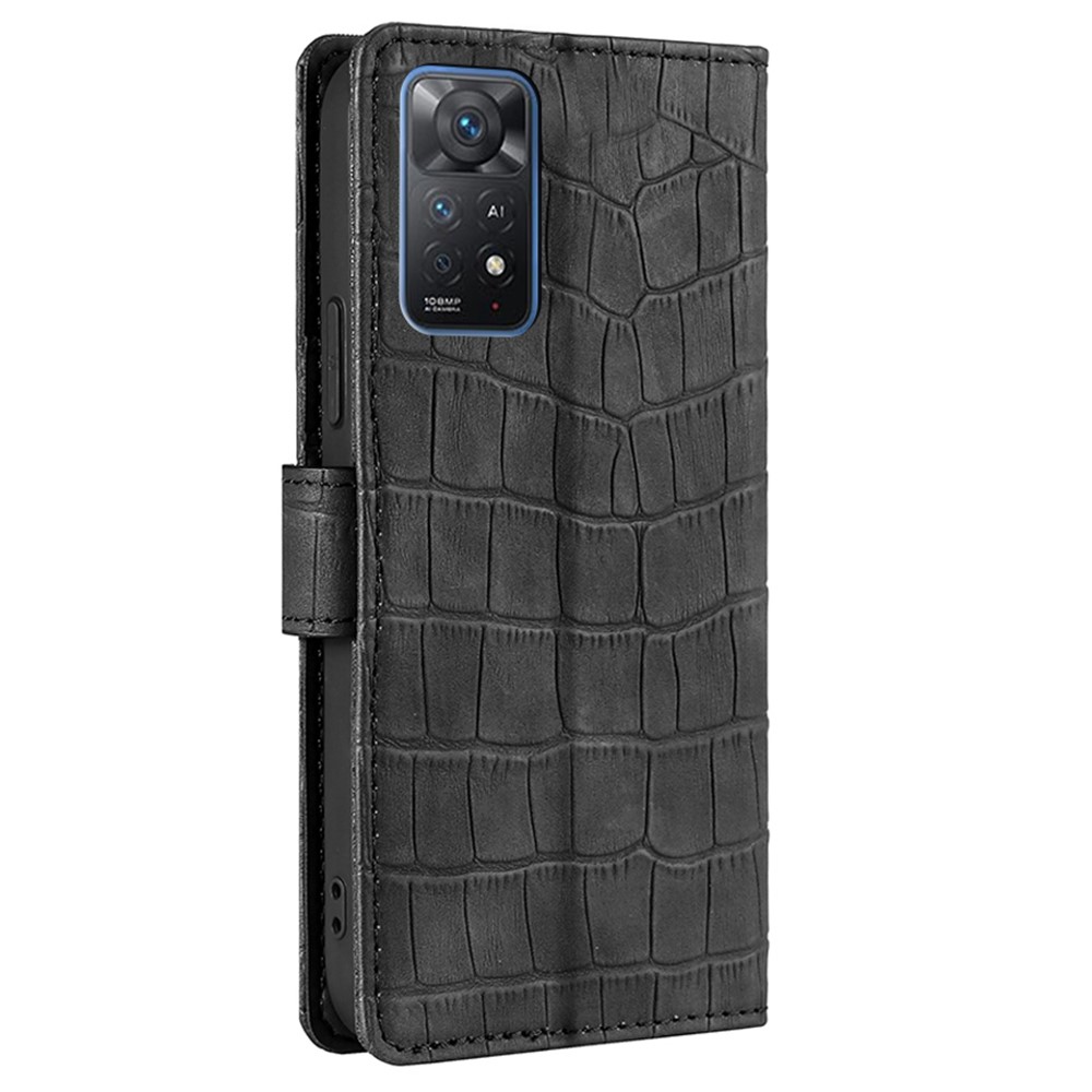 For Xiaomi Redmi Note 11 Pro 4G (MediaTek)/Redmi Note 11 Pro 5G (Qualcomm) Wallet Design Crocodile Texture Skin-touch Feeling Stand Leather Cell Phone Case Shell - Black-3