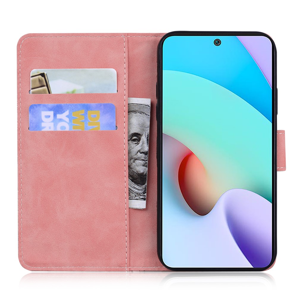 For Xiaomi Redmi Note 11S 4G / Redmi Note 11 4G (Qualcomm) Tiger Pattern Imprinted PU Leather Shockproof Wallet Case Magnetic Folio TPU Bumper Protector Cover - Pink-4