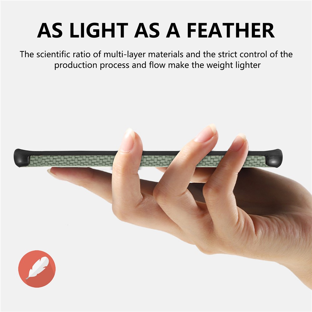 For Xiaomi Poco X3 NFC/X3 Pro/X3 Fiber Texture PU Leather Coated Mobile Phone Protective Case Soft TPU + PVC Back Cover - Green-3