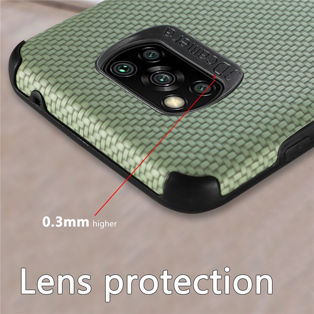 For Xiaomi Poco X3 NFC/X3 Pro/X3 Fiber Texture PU Leather Coated Mobile Phone Protective Case Soft TPU + PVC Back Cover - Green-7
