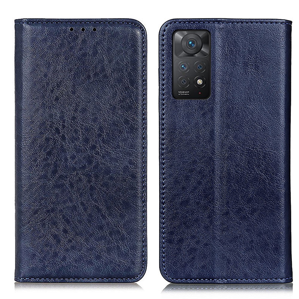 For Xiaomi Redmi Note 11 Pro 4G (MediaTek)/Note 11 Pro 5G (Qualcomm) Crazy Horse Texture Stand PU Leather Case Wallet Shockproof Protective Cover - Blue-1