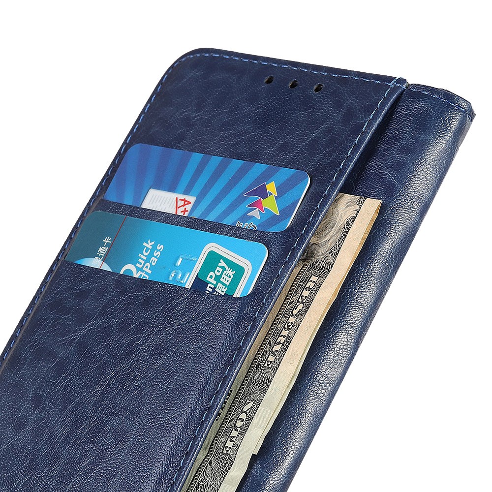 For Xiaomi Redmi Note 11 Pro 4G (MediaTek)/Note 11 Pro 5G (Qualcomm) Crazy Horse Texture Stand PU Leather Case Wallet Shockproof Protective Cover - Blue-7