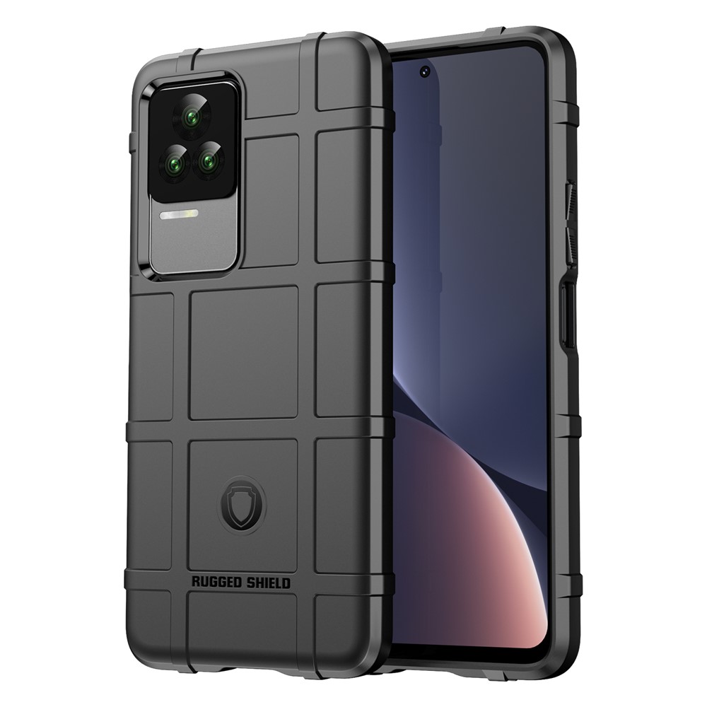For Xiaomi Redmi K50 Pro Shockproof Thickened TPU Phone Case Rugged Square Grid Design Protective Cover - Black-1