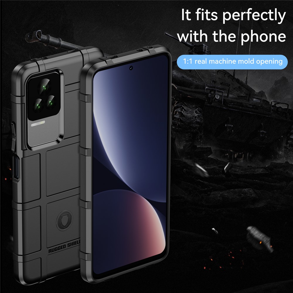 For Xiaomi Redmi K50 Pro Shockproof Thickened TPU Phone Case Rugged Square Grid Design Protective Cover - Black-2