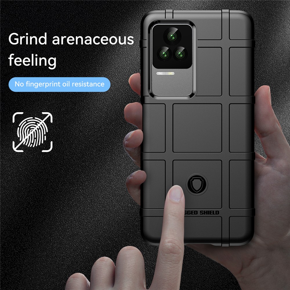 For Xiaomi Redmi K50 Pro Shockproof Thickened TPU Phone Case Rugged Square Grid Design Protective Cover - Black-3