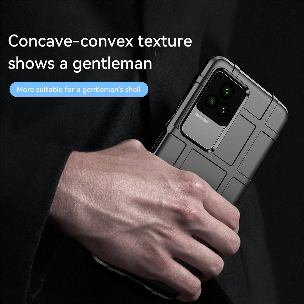 For Xiaomi Redmi K50 Pro Shockproof Thickened TPU Phone Case Rugged Square Grid Design Protective Cover - Black-5