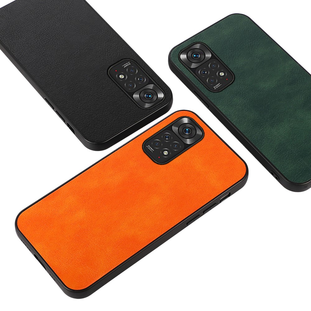 Precise Cut-Out Litchi Texture PU Leather Case for Xiaomi Redmi Note 11 4G (Qualcomm)/Note 11S 4G, Full Coverage Hybrid Bottom Phone Case Accessory - Black-4