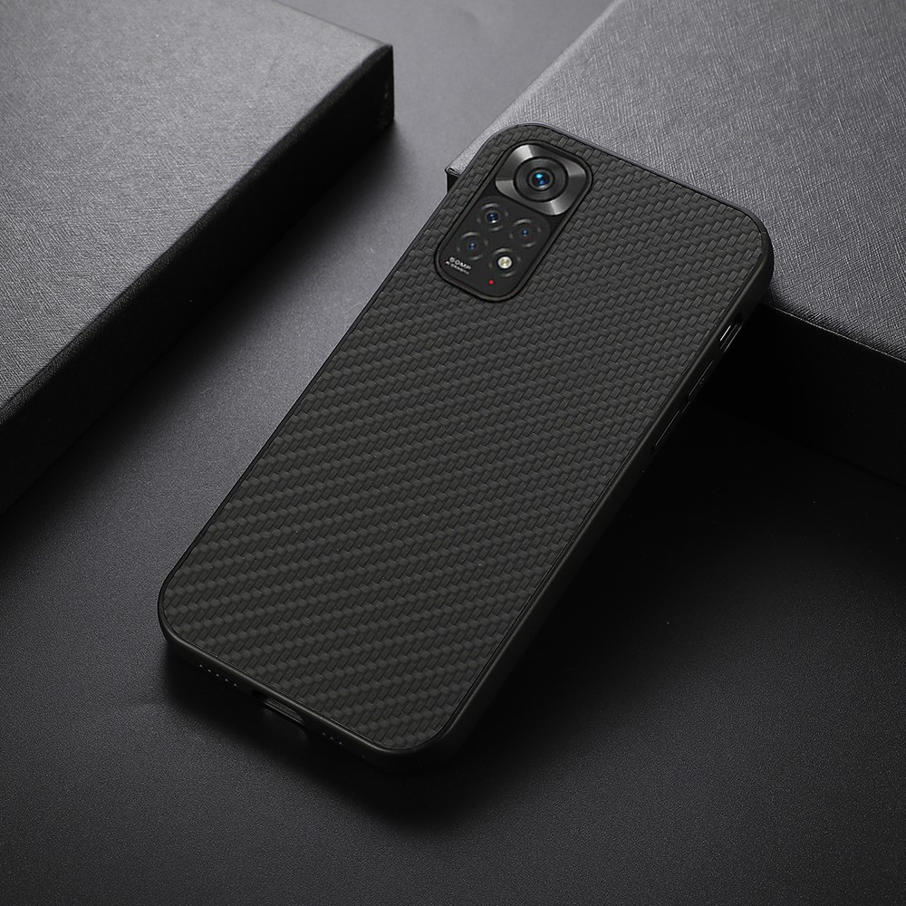 For Xiaomi Redmi Note 11 4G (Qualcomm)/Note 11S 4G Well-Protected Carbon Fiber Texture PU Leather Case Coated with Hybrid Bottom Case - Black-3