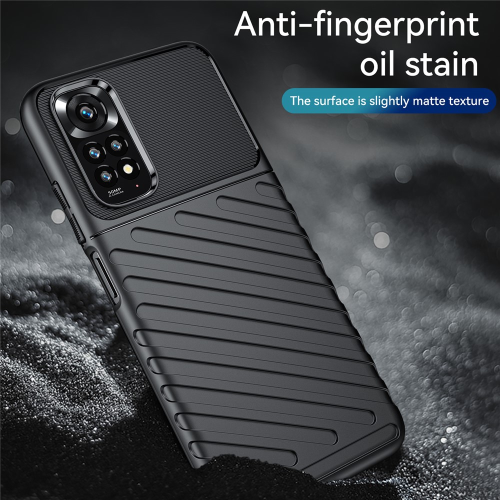 For Xiaomi Redmi Note 11 4G (Qualcomm)/Note 11S 4G (Mediatek) Thunder Series Twill Texture Thickened TPU Anti-scratch Mobile Phone Case Cover - Black-5