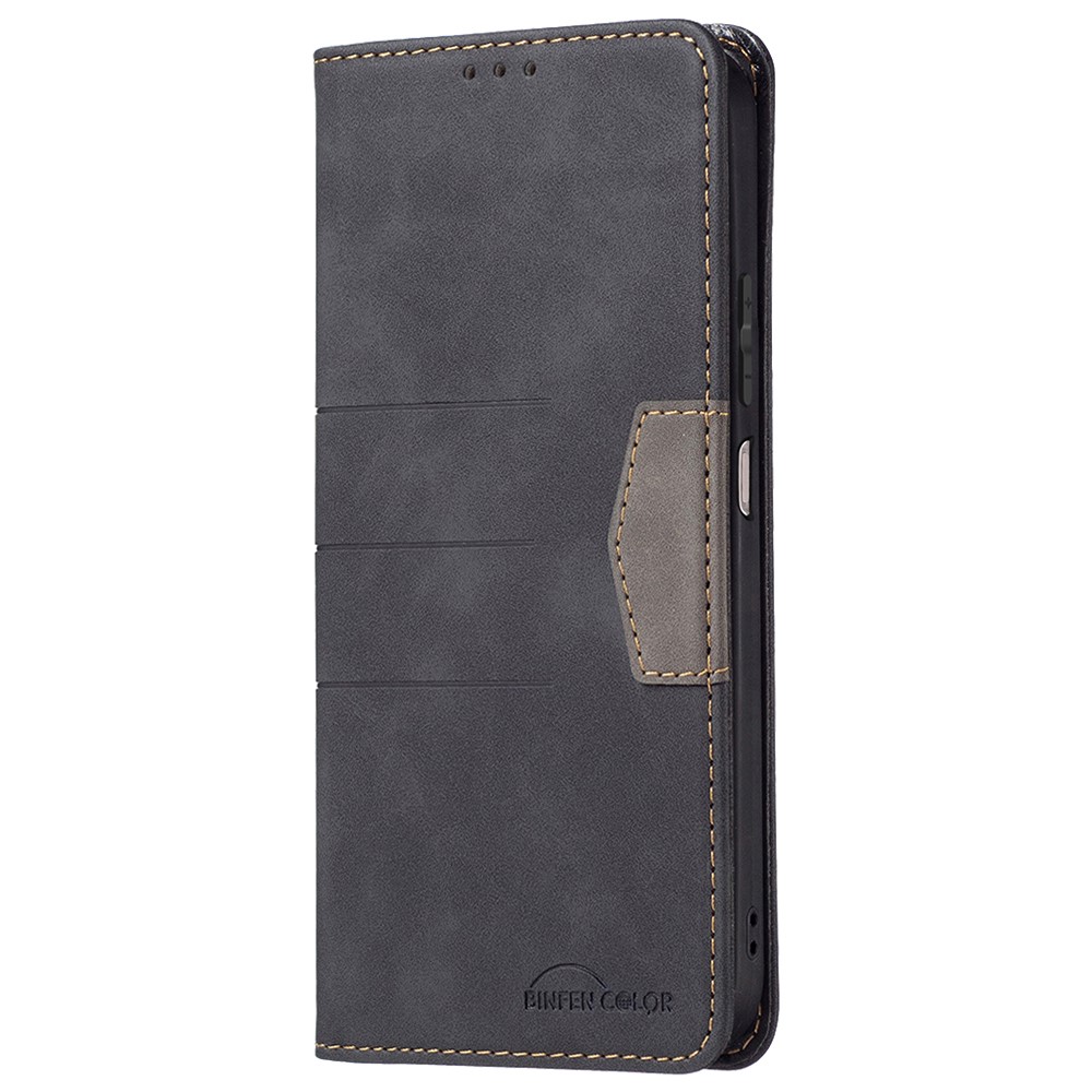 BINFEN COLOR BF10 for Xiaomi Redmi Note 11 4G (Qualcomm) Bi-color Spicing Phone Case Wallet Stand PU Leather Cover - Black-2
