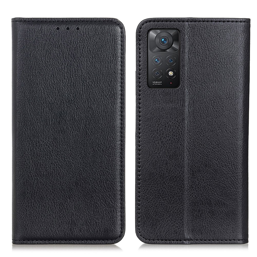 For Xiaomi Redmi Note 11 Pro 5G (Qualcomm)/Note 11 Pro 4G (MediaTek) Litchi Texture Split Leather Phone Wallet Case Magnetic Auto Closing Stand Cover - Black-1