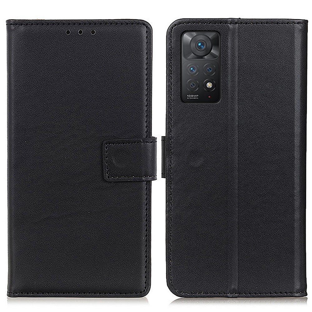 For Xiaomi Redmi Note 11 Pro 5G (Qualcomm)/Note 11 Pro 4G (MediaTek) Textured PU Leather + TPU Full Protection Phone Cover Stand Wallet Case - Black-1