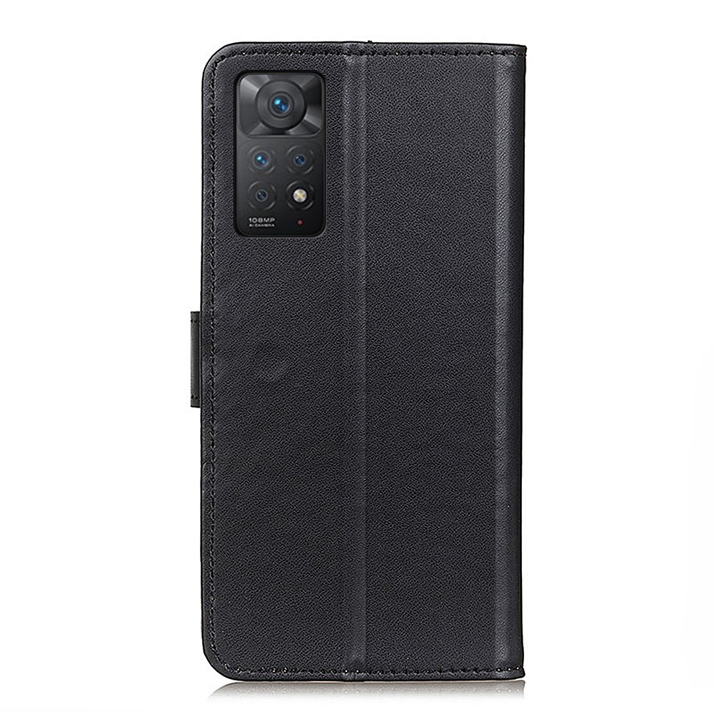 For Xiaomi Redmi Note 11 Pro 5G (Qualcomm)/Note 11 Pro 4G (MediaTek) Textured PU Leather + TPU Full Protection Phone Cover Stand Wallet Case - Black-3