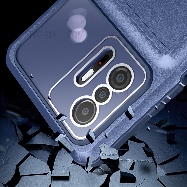 For Xiaomi 11T/11T Pro TPU + PC Hybrid Case Micron Lens Film Design Phone Shell Kickstand Cover with Sliding Card Holder - Pink/Wine Red-6