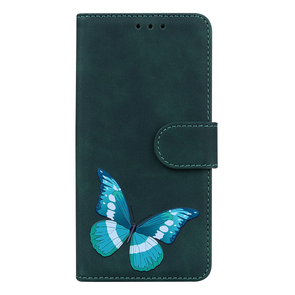 Wallet Phone Case for Xiaomi Poco M4 Pro, Magnetic Closure Drop-proof Butterfly Pattern Printed Soft TPU + PU Leather Protective Cover with Stand - Green-2