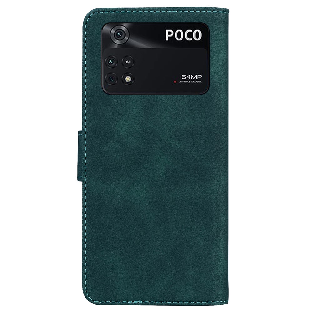 Wallet Phone Case for Xiaomi Poco M4 Pro, Magnetic Closure Drop-proof Butterfly Pattern Printed Soft TPU + PU Leather Protective Cover with Stand - Green-3