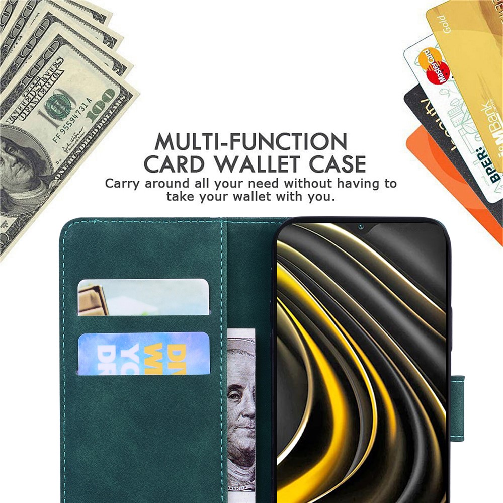 Wallet Phone Case for Xiaomi Poco M4 Pro, Magnetic Closure Drop-proof Butterfly Pattern Printed Soft TPU + PU Leather Protective Cover with Stand - Green-6