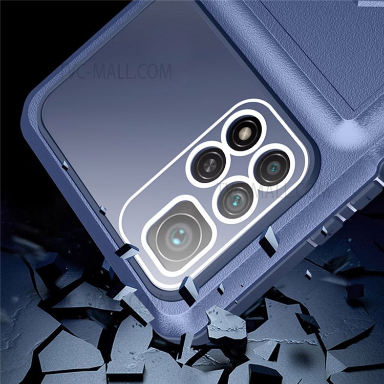 For Xiaomi Redmi Note 11 5G (China) (MediaTek)/Redmi Note 11S 5G/Redmi Note 11T 5G Sliding Card Holder Micron Lens Film Design Case Ring Kickstand TPU + PC Protective Cover - Sapphire/Blue-6