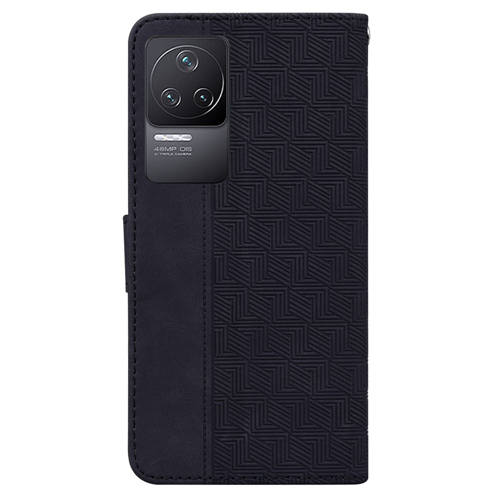 Geometry Imprinted Case for Xiaomi Redmi K50/K50 Pro, Wallet Stand Leather Drop-proof Protective Phone Cover - Black-3