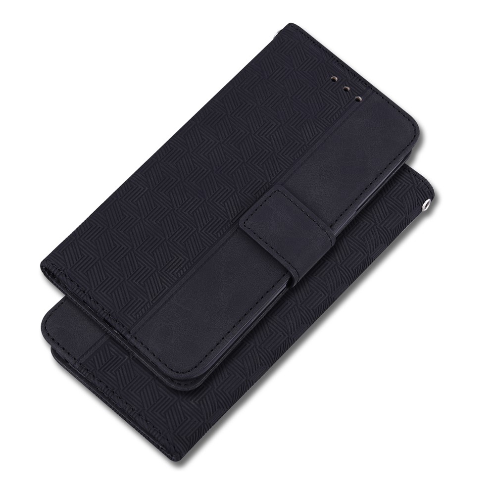 Geometry Imprinted Case for Xiaomi Redmi K50/K50 Pro, Wallet Stand Leather Drop-proof Protective Phone Cover - Black-8