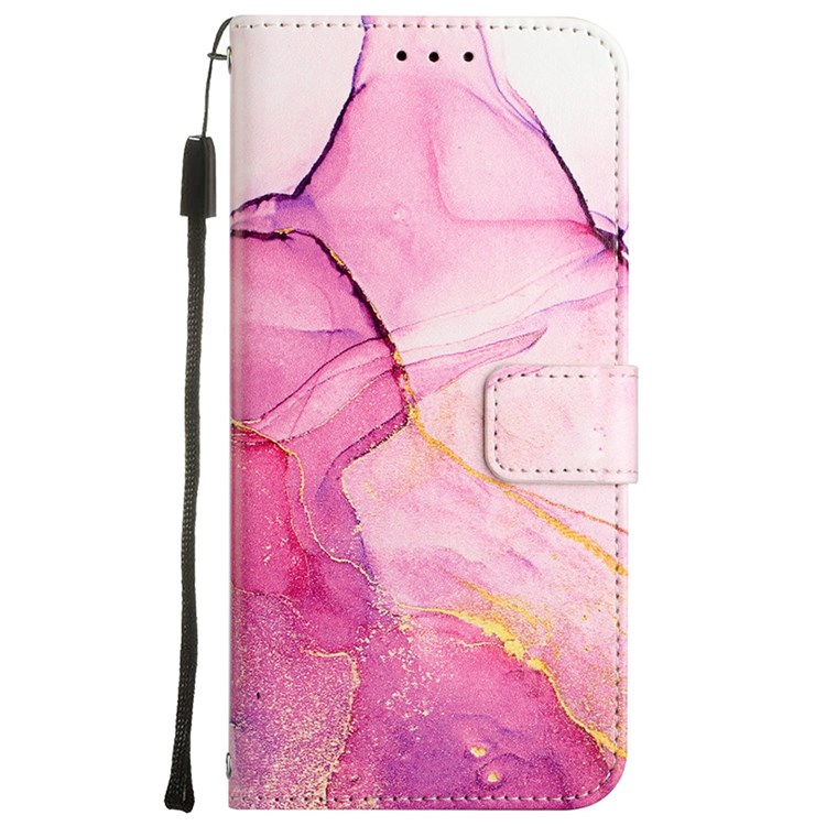 YB Pattern Printing Leather Series-5 for Xiaomi Redmi Note 10 Pro 5G (China)/Note 10 Pro Max, Folio Flip Marble Pattern Leather Shell Wallet Stand + Strap - Pink/Purple/Gold LS001-2