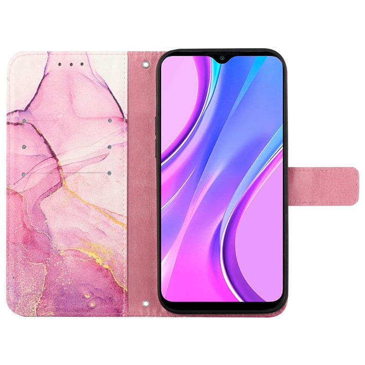 YB Pattern Printing Leather Series-5 for Xiaomi Redmi Note 10 Pro 5G (China)/Note 10 Pro Max, Folio Flip Marble Pattern Leather Shell Wallet Stand + Strap - Pink/Purple/Gold LS001-5