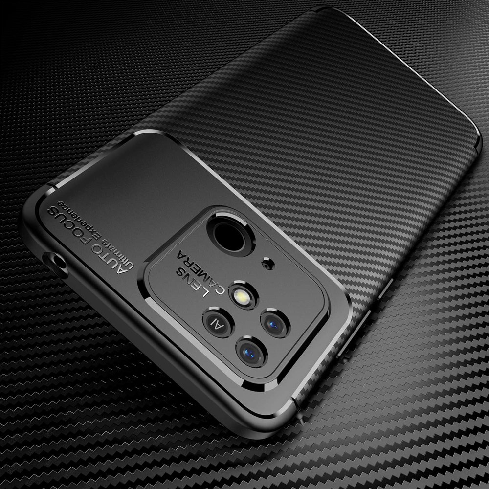 For Xiaomi Redmi 10C Carbon Fiber Texture TPU Case Anti-drop Protection Phone Cover - Black-3