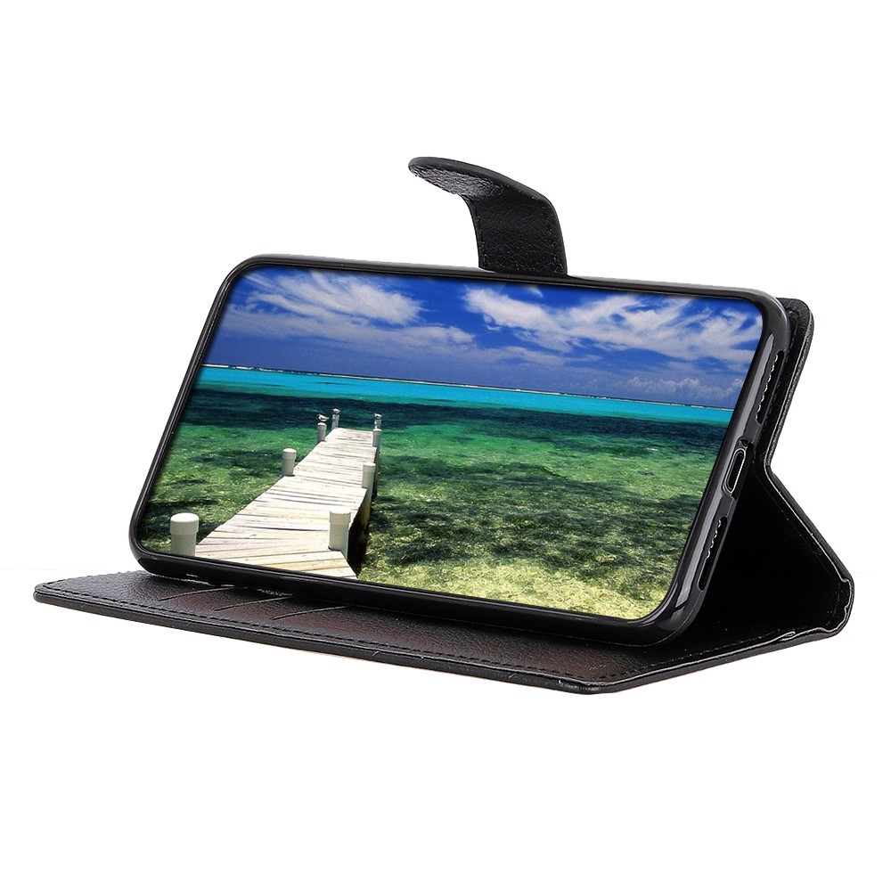 For Xiaomi Redmi K50 / Redmi K50 Pro Smooth Litchi Texture Leather Case Wallet Function Viewing Stand Book Design Phone Cover - Black-3